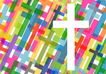 Wall Mural - Christianity religion cross mosaic concept abstract background v