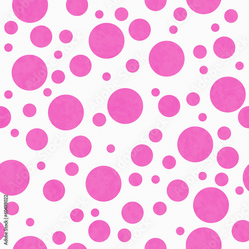 Fototapeta na wymiar Pale Pink Polka Dots on White Textured Fabric Background