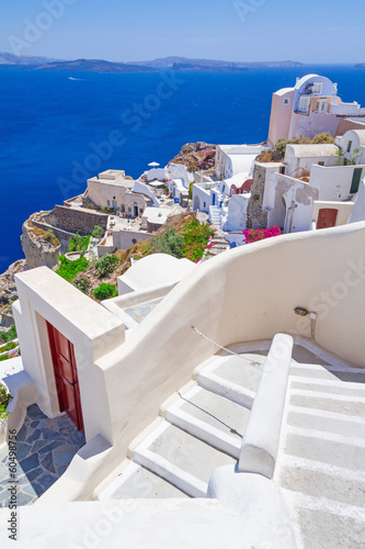 Fotoboard na płycie Biały architektura oia miasto na wyspie santorini, Grecja