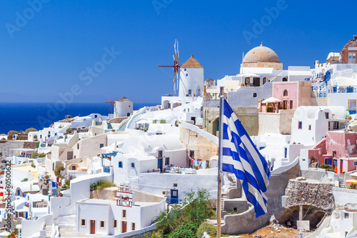 Fotoboard na płycie Biały architektura oia miasto na wyspie santorini, Grecja