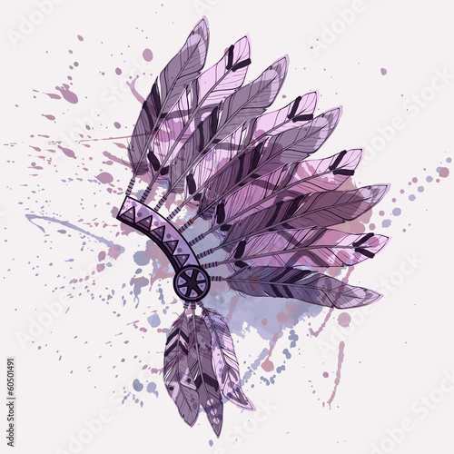 Naklejka samoprzylepna Ilustracja wektorowa native american indian szef stroik