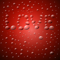 Poster - Abstract Red Background. Love Title from Water Drops.