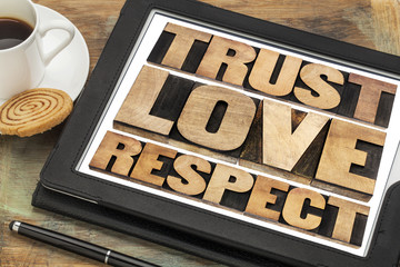 Wall Mural - trust, love and respect words