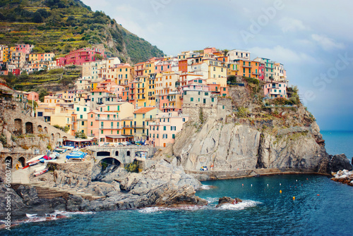 Tapeta ścienna Manarola po zachodzie słońca, Cinque Terre, Włochy