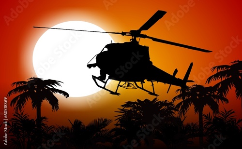 Fotoboard na płycie Helikopter w dżungli