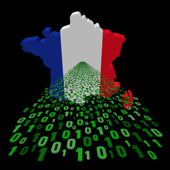 Wall Mural - France map flag with binary foreground illustration