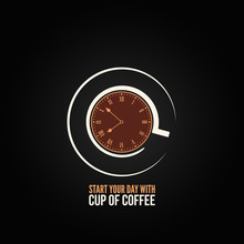 Coffee Cup Time Clock Concept Design Background