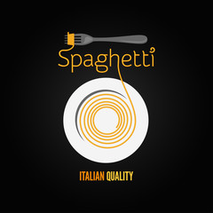 Wall Mural - spaghetti pasta plate fork  menu background