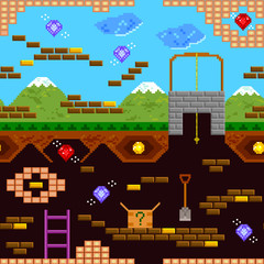 Fototapeta seamless pattern of retro style video game