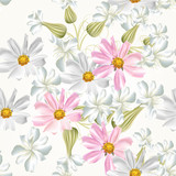 Seamless vector wallpaper pattern with   flowers