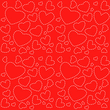 Cute Red Seamless Texture With White Hearts