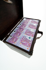 Canvas Print - Truhe mit Euro Banknoten. Finanzkrise, Krise