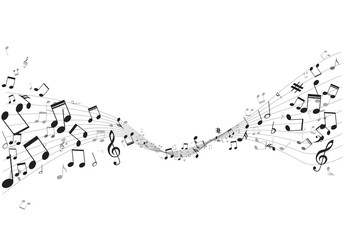 Sticker - Various music notes on stave, vector