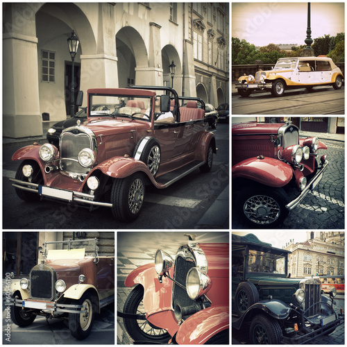 Naklejka samoprzylepna Retro samochód na ulicach Pragi. 