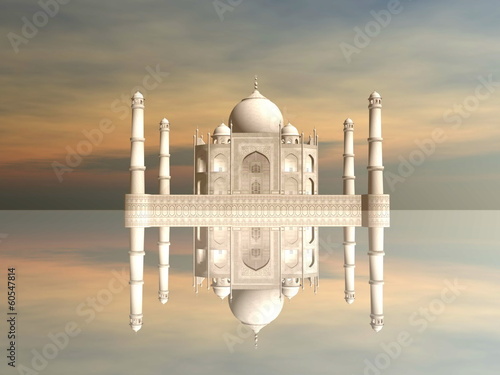 Plakat na papierze fotorealistycznym Tadź mahal mauzoleum, agra, Indie - 3d render