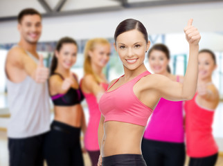 Sticker - personal trainer with group in gym