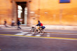 Cyclist on the city roadway. Rome, Italy