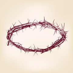 Wall Mural - crown of thorns hand drawn vector llustration realistic sketch