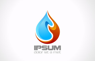 Poster - Logo Water Fire Drop vector design. Creative concept icon