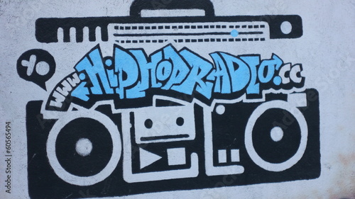 Obraz w ramie Hip Hop Radio Boom-box Graffiti