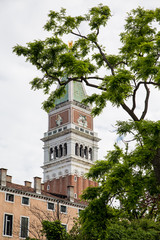 Sticker - Tower in Saint Marks Square Through Trees