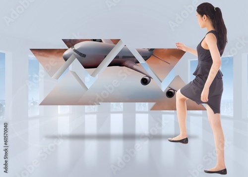 Fotografie, Obraz Composite image of businesswoman stepping up