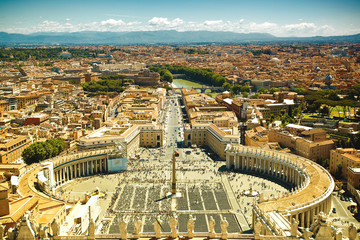 Canvas Print - St. Peter's Square famous view, Vatican