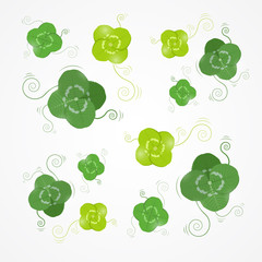 Canvas Print - Green Clover Leaves Vector Background