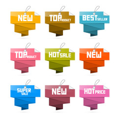 Sticker - Vector Set of Colorful Retro Paper Discount Labels, Tags