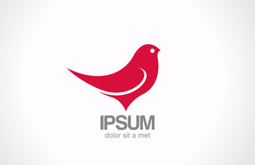 Poster - Logo Bird Sitting abstract vector design. Red sparrow