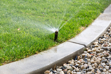 Poster - Sprinkler watering grass