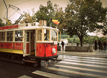 Retro Red Tram In Prague