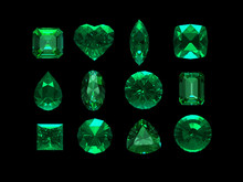 Group Of Emerald Shape With Clipping Path