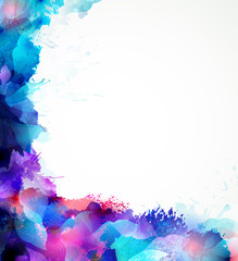 Aufkleber - blue abstract background forming by blots and design elements