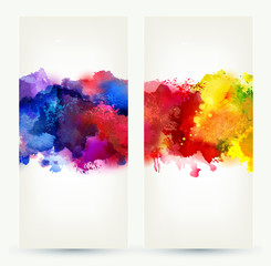 Aufkleber - Two headers. Bright watercolor stains