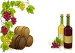 grapes, barrels and bottles wines