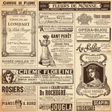 Fototapeta  - background/patterns made of vintage french ads on ladies' topics