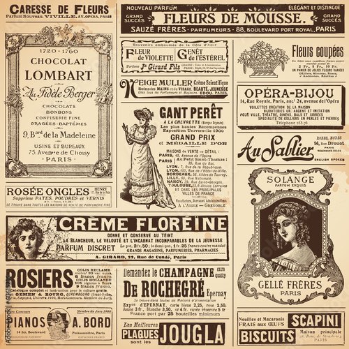 Obrazy vintage   stara-gazeta-z-francuskich-wycinkow-prasowych-w-stylu-vintage