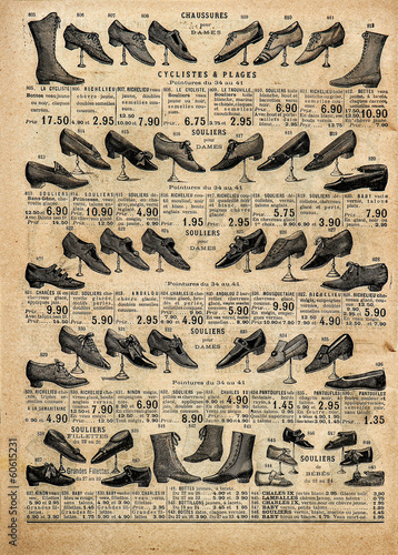 Naklejka samoprzylepna Kolekcja vintage wiktoriański buty. 