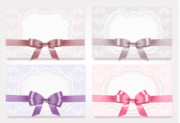 Wall Mural - Collection of gift cards with ribbons. Vector background