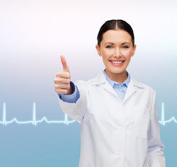 Sticker - smiling female doctor showing thumbs up