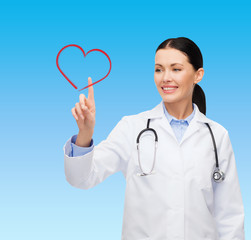 Sticker - smiling female doctor pointing to heart