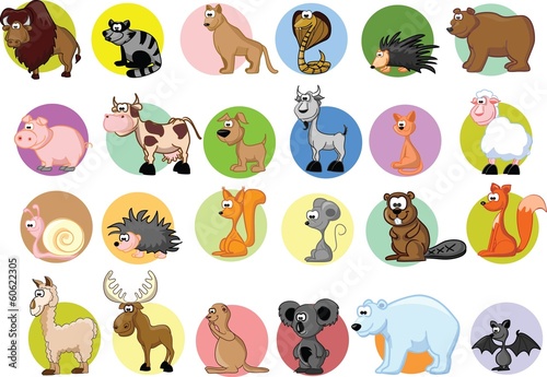Naklejka samoprzylepna Zestaw cute kreskówek zwierząt