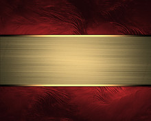 Design Template. Red Background With Gold Ribbon