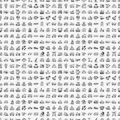 seamless doodle transport pattern