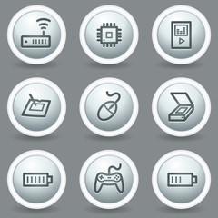 Electronics web icons set 2, circle grey matt buttons