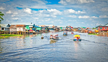 The Floating Village On The Water, Tonle Sap Lake. Cambodia.