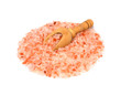 himalayan pink salt in wooden spoon