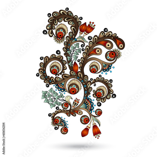 Plakat na papierze fotorealistycznym Henna paisley mehndi doodles element projektu.