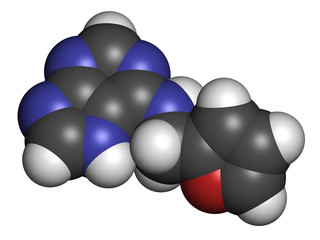 Kinetin (N6-furfuryladenine) plant hormone molecule.